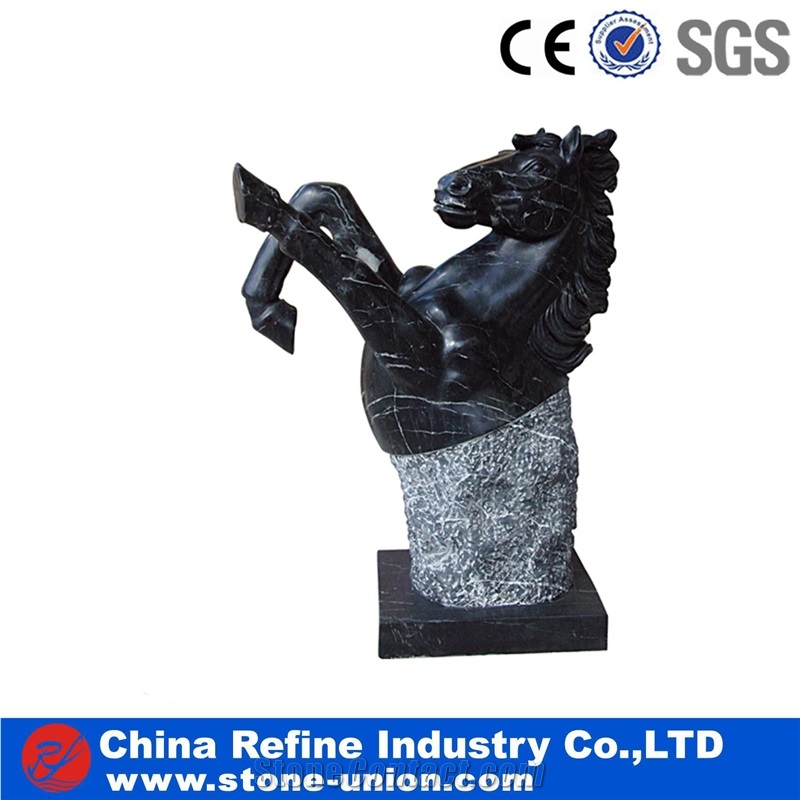 Horse Animal Sculptures Stone Cavings Stone Sculptures, Marble Multicolor Animal Sculptures