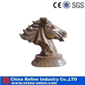 Horse Sculpture, Brown Marble Sculpture,Garden Animal Sculptures,Handcarved Animal Sculptures