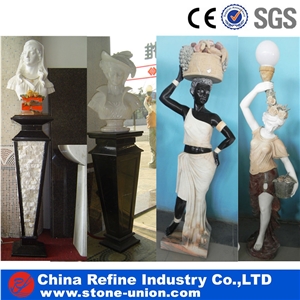 Marble Sculpture Lamp Stand for Garden , Marble Human Standing Lamp , Garden Human Statues