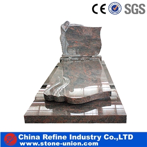Red Granite Custom Headstones, Carving Monuments&Tombstones Design, Western Style Headstones & Gravestone, Himalaya Red Granite Gravestone