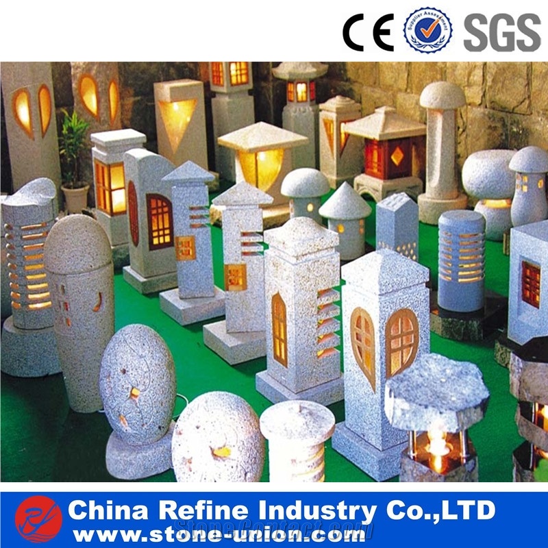 Stone Lantern , Granite Carving Lamp Stand , Natural Granite Lantern,Marble Carving Streetlight Western Figure Girls Gate Light Stand