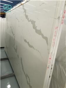 Carrara White Quartz Stone Bath Tops/White Quartz Vanity Tops/Quartz Surfaces Bathroom Tops/Engineered Stone Tops with Various Edge Profiles/Artificial Stone Counter Tops