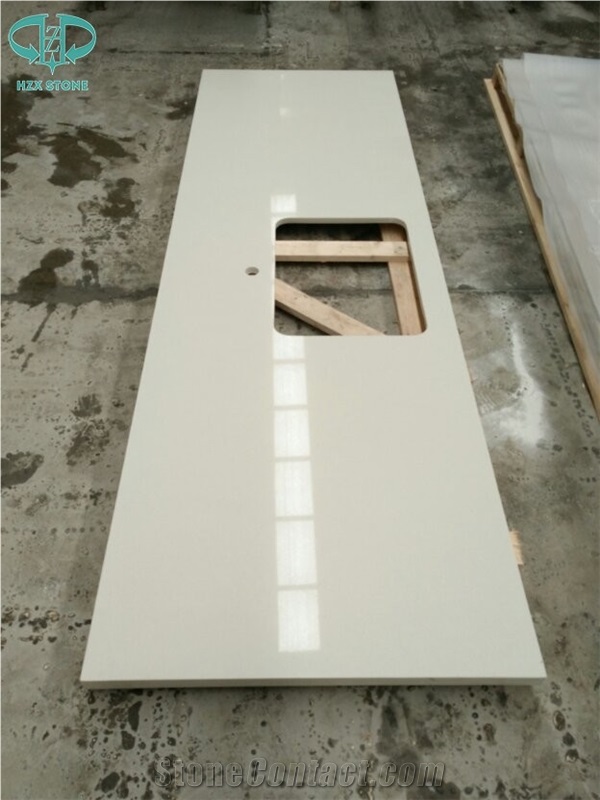 Professional Custom Bathroom Artificial White Quartz Countertops Vanity Tops Factory