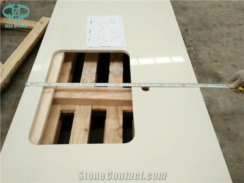 Professional Custom Bathroom Artificial White Quartz Countertops Vanity Tops Factory