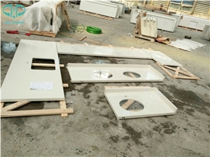 Professional Custom Bathroom Artificial White Quartz Countertops Vanity Tops Factory