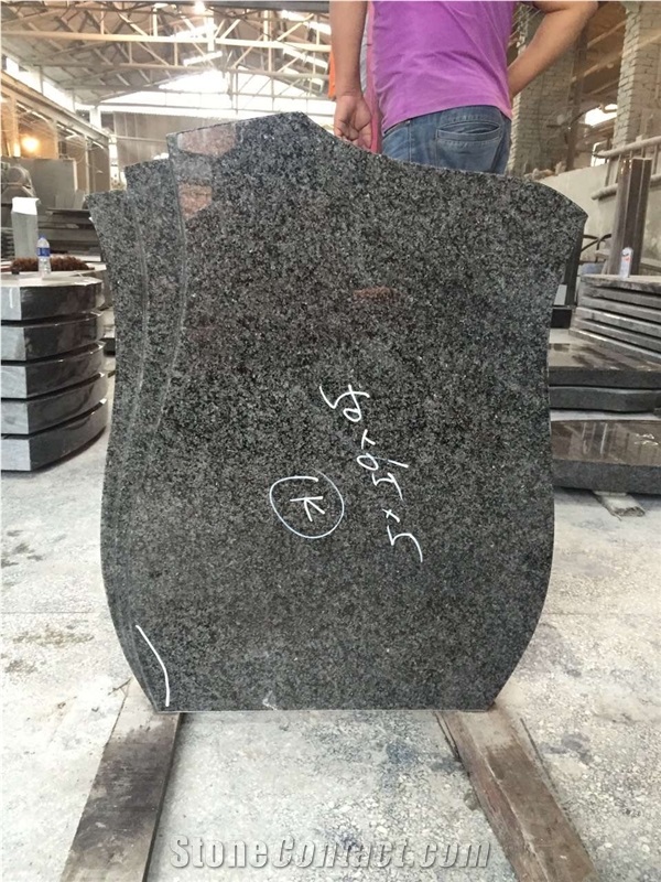 Green Granite Western Style Tombstones with Heart Tombstones for Cemetery