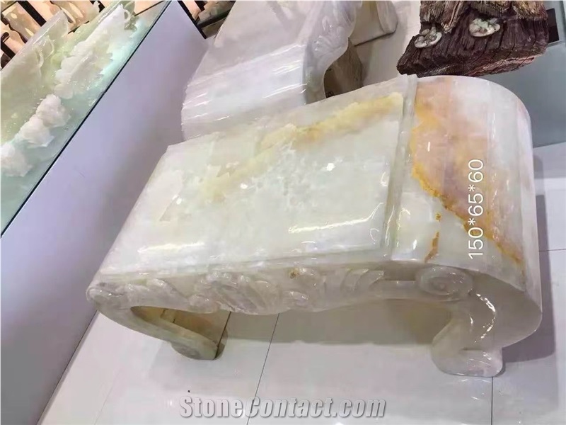 Polished Onyx Table,Handcrafts White Onyx Table
