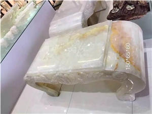 Polished Onyx Table,Handcrafts White Onyx Table