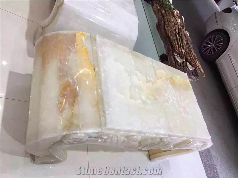 Polished Onyx Table,Handcrafts White Onyx Table