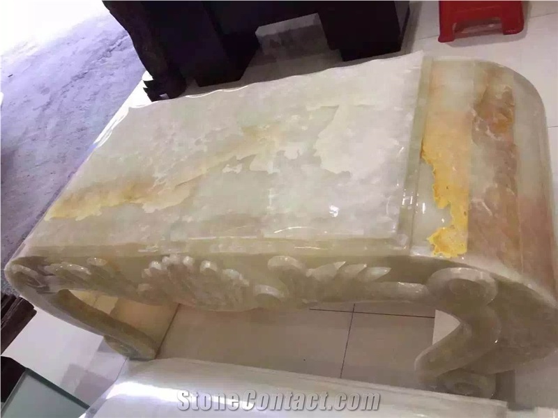 Polished Onyx Table,Handcrafts White Onyx Table