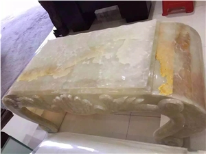 Polished Onyx Table,Handcrafts White Onyx Table