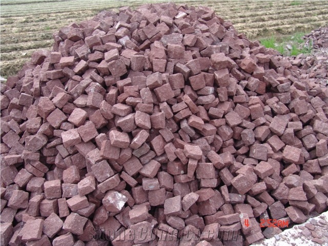 Red Porphyry Cubestone Natural Finish for Walkway Pavers