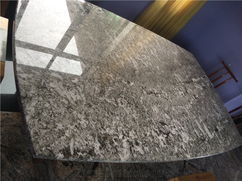 Brazil Bianco Antico Granite Finished Kitchen Island Tops Polished Processing