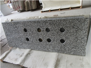 Cheap Price Prefabricated China Grey Color Granite Bianco Sardo G623 Kitchen Countertops, Rosa Beta G623 Granite Countertop with Oval Sink