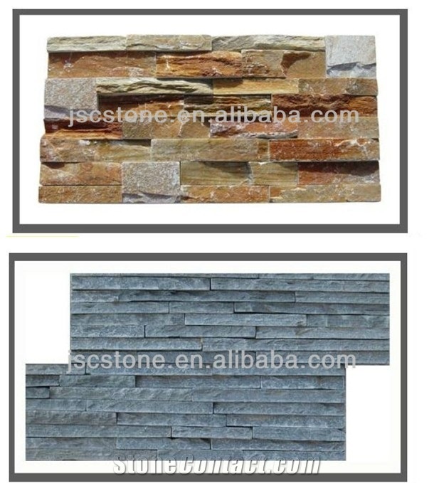 Grey Slate Cultured Stone, Slate Wall Cladding, Stacked Stone Veneer