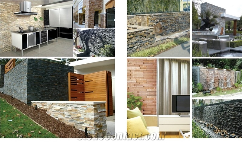 Grey Slate Cultured Stone, Slate Wall Cladding, Stacked Stone Veneer
