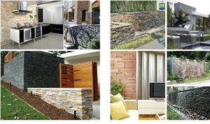 Grey Slate Cultured Stone, Slate Wall Cladding, Stacked Stone Veneer