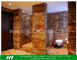 Rain Forest Brown Marble Tiles & Slabs, India Brown Marble
