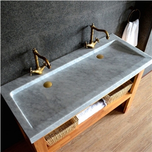 47 Inch Carrara White Marble Bathroom Vessel Sink