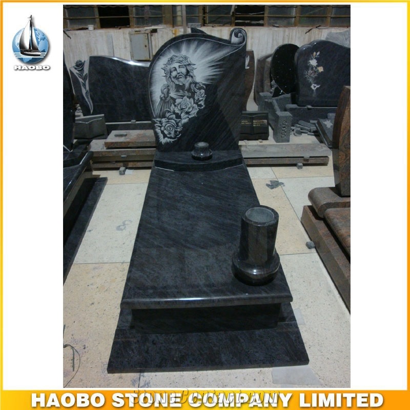 Bahama Blue Granite European Style Tombstone