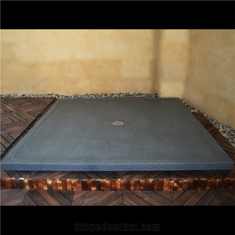 Deep Gray Granite Stone Shower Base for Hotel Bathroom