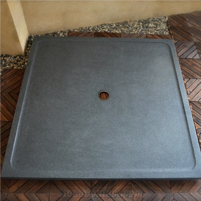 Deep Gray Granite Stone Shower Base for Hotel Bathroom