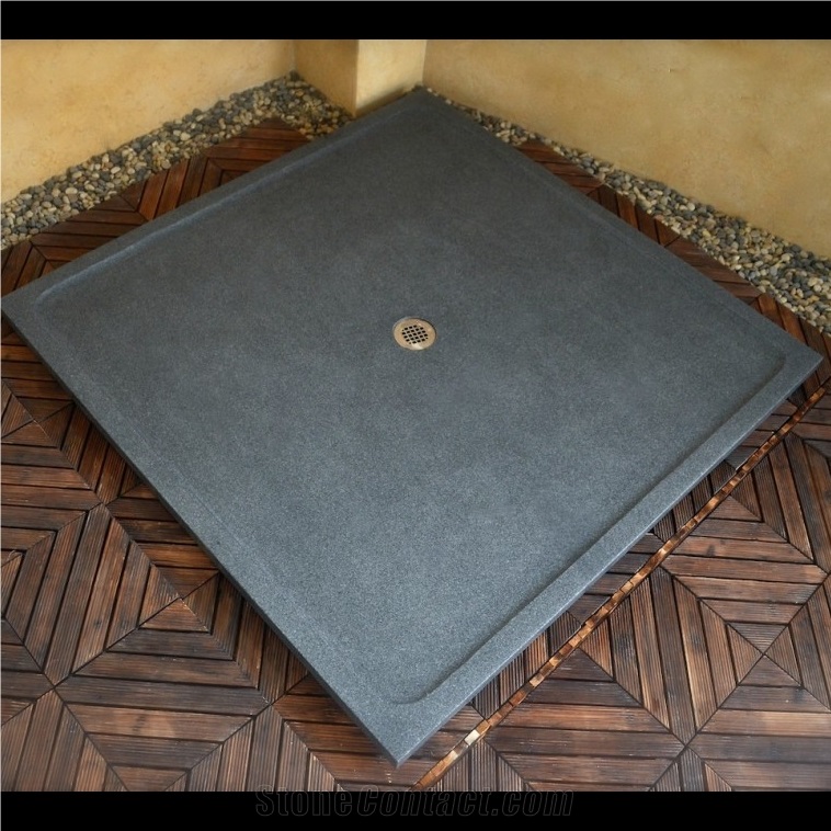 Deep Gray Granite Stone Shower Base for Hotel Bathroom