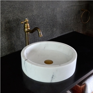 Guangxi White Marble Round Basin Bathroom Wash Bowls Guangxi White Marble Round Basin Bathroom Wash Bowls