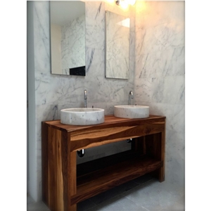 Guangxi White Marble Round Basin Bathroom Wash Bowls