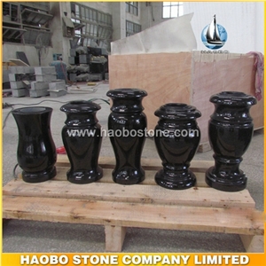 High Quality Black Granite Cemetery Vase Monuments Accessories