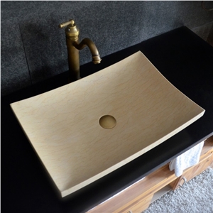 Sunny Yellow Marble Rectangular Shape Vessel Sink