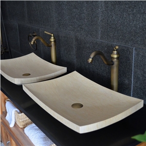 Sunny Yellow Marble Rectangular Shape Vessel Sink
