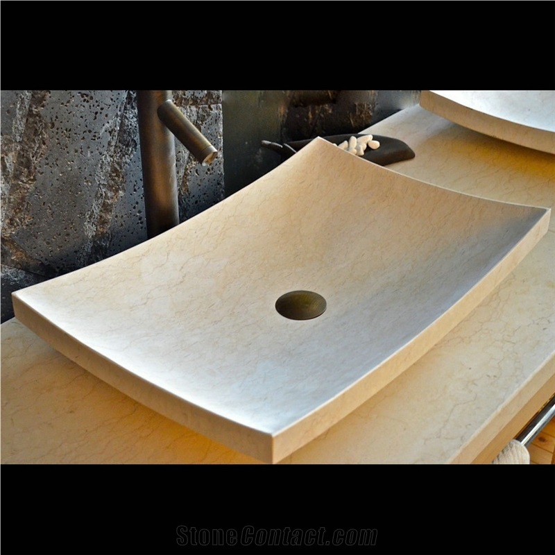 Sunny Yellow Marble Rectangular Shape Vessel Sink