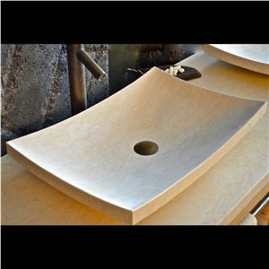 Sunny Yellow Marble Rectangular Shape Vessel Sink