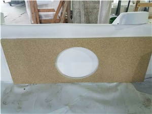 Yellow Small Flower Quartz Slabs, Engineered Stone Slabs