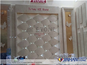 Chanel Gold Beige Marble Mosaic, Beige Marble Basketweave Wall Mosaic