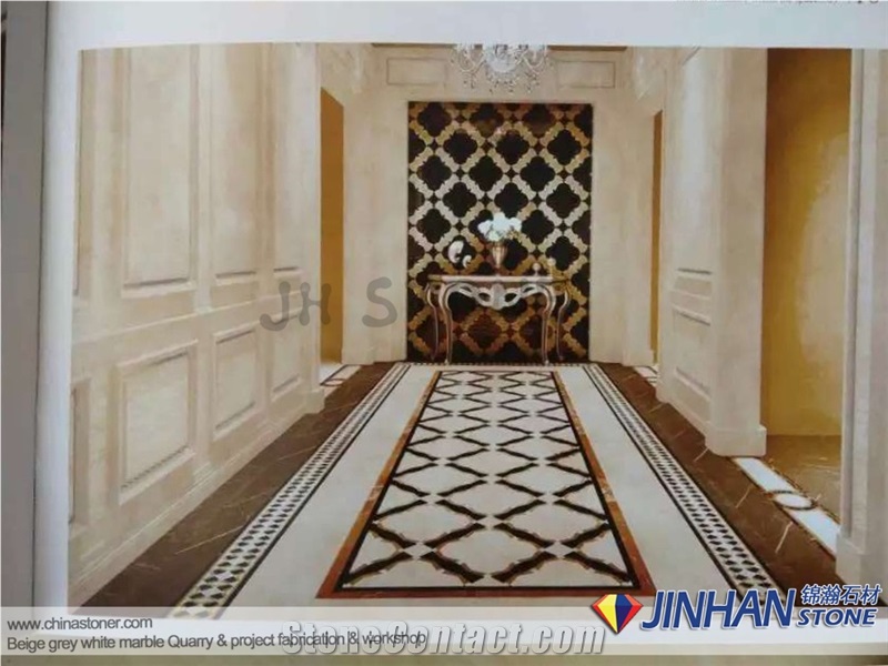 Chanel Gold Beige Marble Mosaic, Beige Marble Basketweave Wall Mosaic