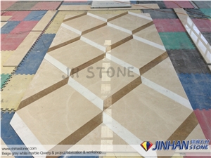 Imperial Gold and Volakas White and Baiyulan Beige Water Jet Mosaic