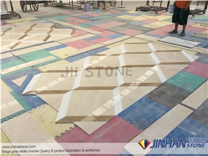 Imperial Gold and Volakas White and Baiyulan Beige Water Jet Mosaic