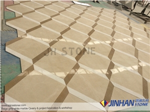 Imperial Gold and Volakas White and Baiyulan Beige Water Jet Mosaic