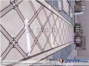 Light Pearl Marble Made Floor Carpet Medallions