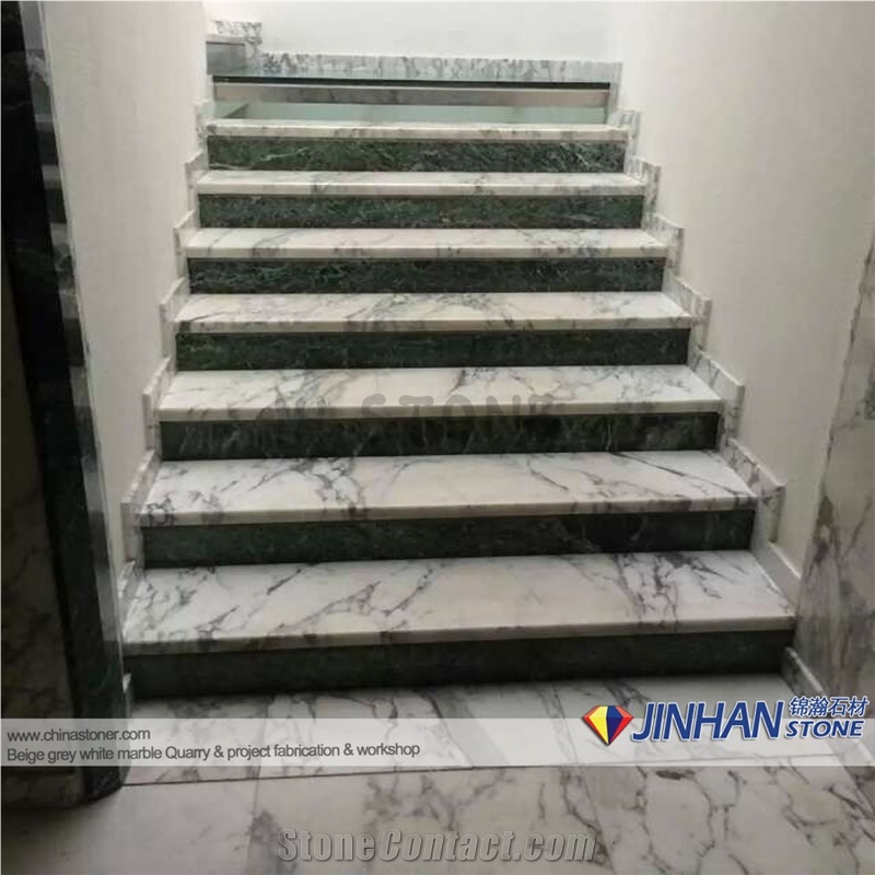 Statuarietto Bianco Marble Staircase, Statuarietto White Marble Stairs, Bianco Statuario Marble Steps