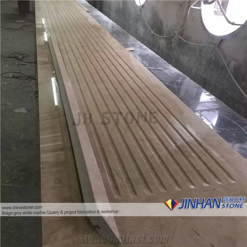 Turkey Beige Marble Chanel Gold Coludy Marble Prefab Walling Capping, Wall Coping