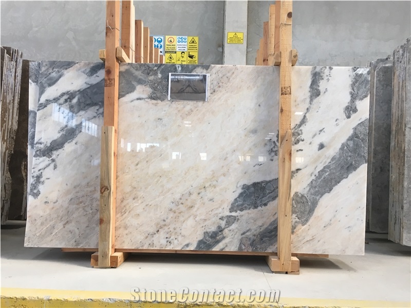 Crema Vecchia Marble Slab & Tiles, Grey White Marble Bookmatch Slab Turkey