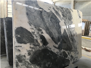 Crema Vecchia Marble Slab & Tiles, Grey White Marble Bookmatch Slab Turkey