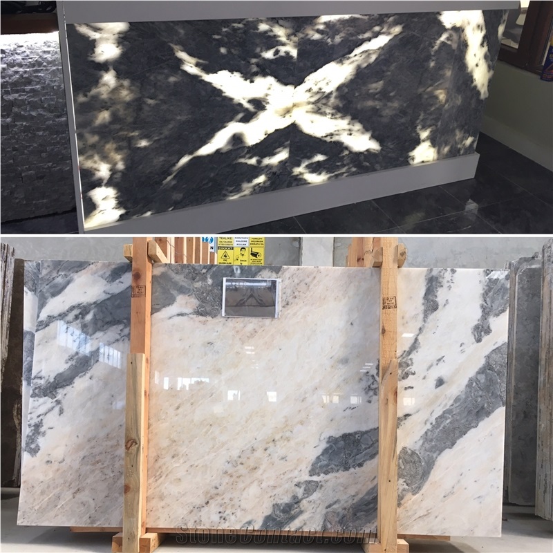 Crema Vecchia Marble Slab & Tiles, Grey White Marble Bookmatch Slab Turkey