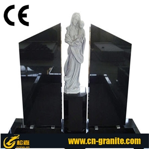 China G654 Granite Headstones, Cemetery Engraved Tombstones, Custom Tombstone Monument Design, Western European Style Single Monuments, Memorial Natural Stone Gravestones