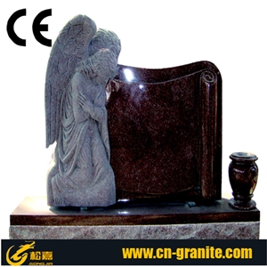 China Shanxi Black Granite Tombstone, Angle Hold the Heart Monument,Polished and Carving Headstone, Jewish Style, Upright and Engraved Cemetery Gravestone,Western Design,Styles Mausoleums, Urns& Vases