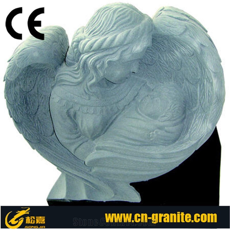 China Shanxi Black Granite Tombstone, Angle Hold the Heart Monument,Polished and Carving Headstone, Jewish Style, Upright and Engraved Cemetery Gravestone,Western Design,Styles Mausoleums, Urns& Vases