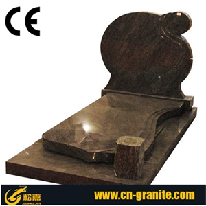 European Style Headstone Brown Granite for Cemetery, Carving Tombstone Monument Design, Natural Stone, Brown Granite Monument,Brown Tombstone,Western Headstone,France Monument Style Design